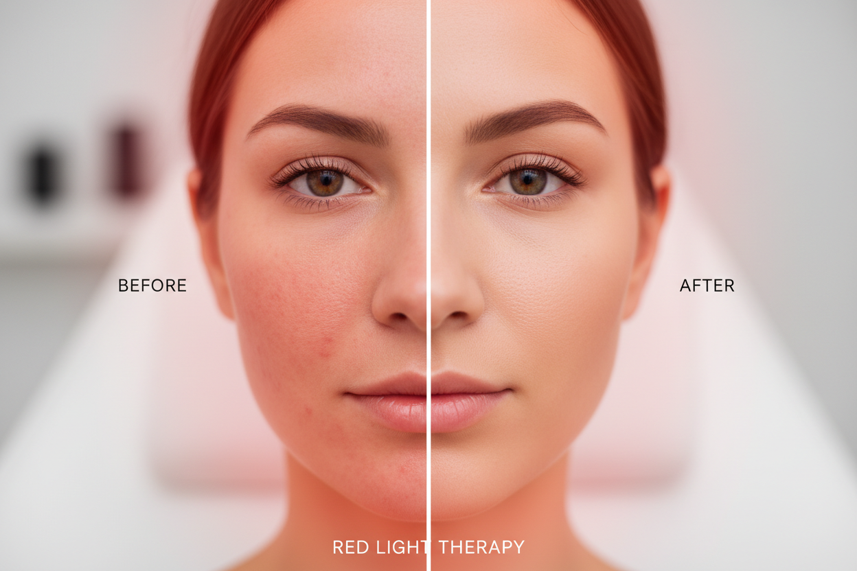 Red light reduce redness caused by acne