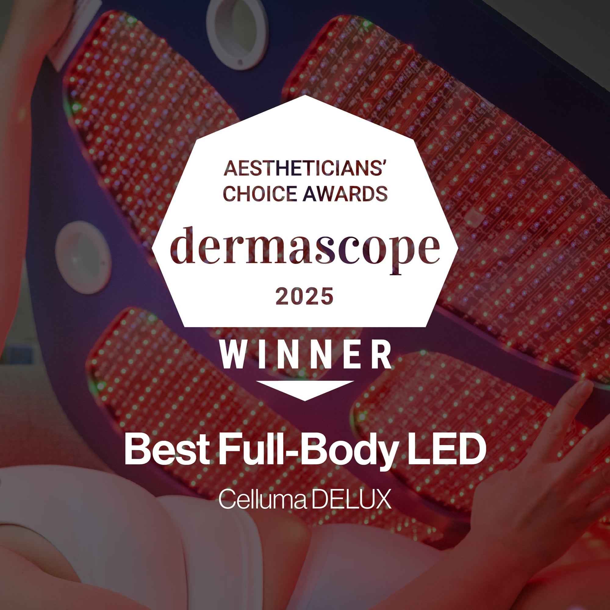Celluma DELUX II full-body LED Red light therapy system with 4 modes for skin rejuvenation, pain relief, and wellness.