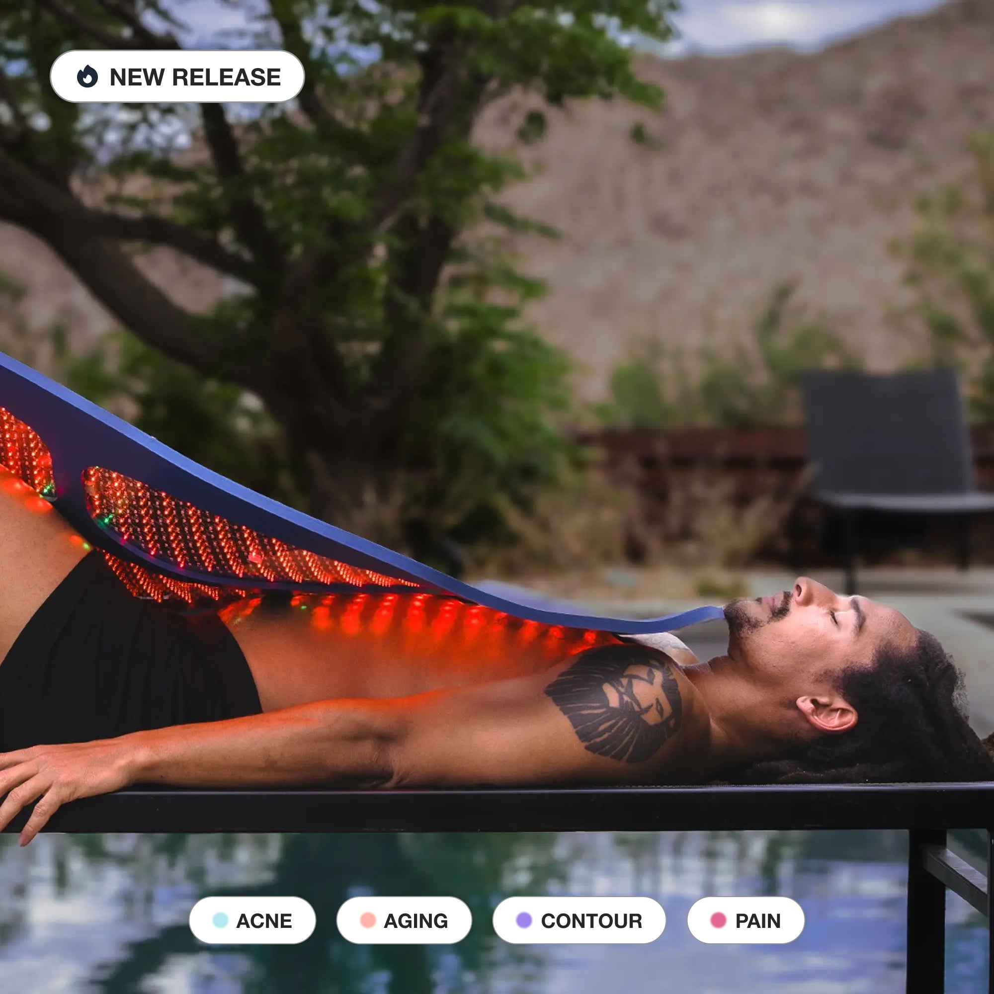 Medical-grade Celluma DELUX II full-body LED red light therapy for pain relief, recovery, and rejuvenation.