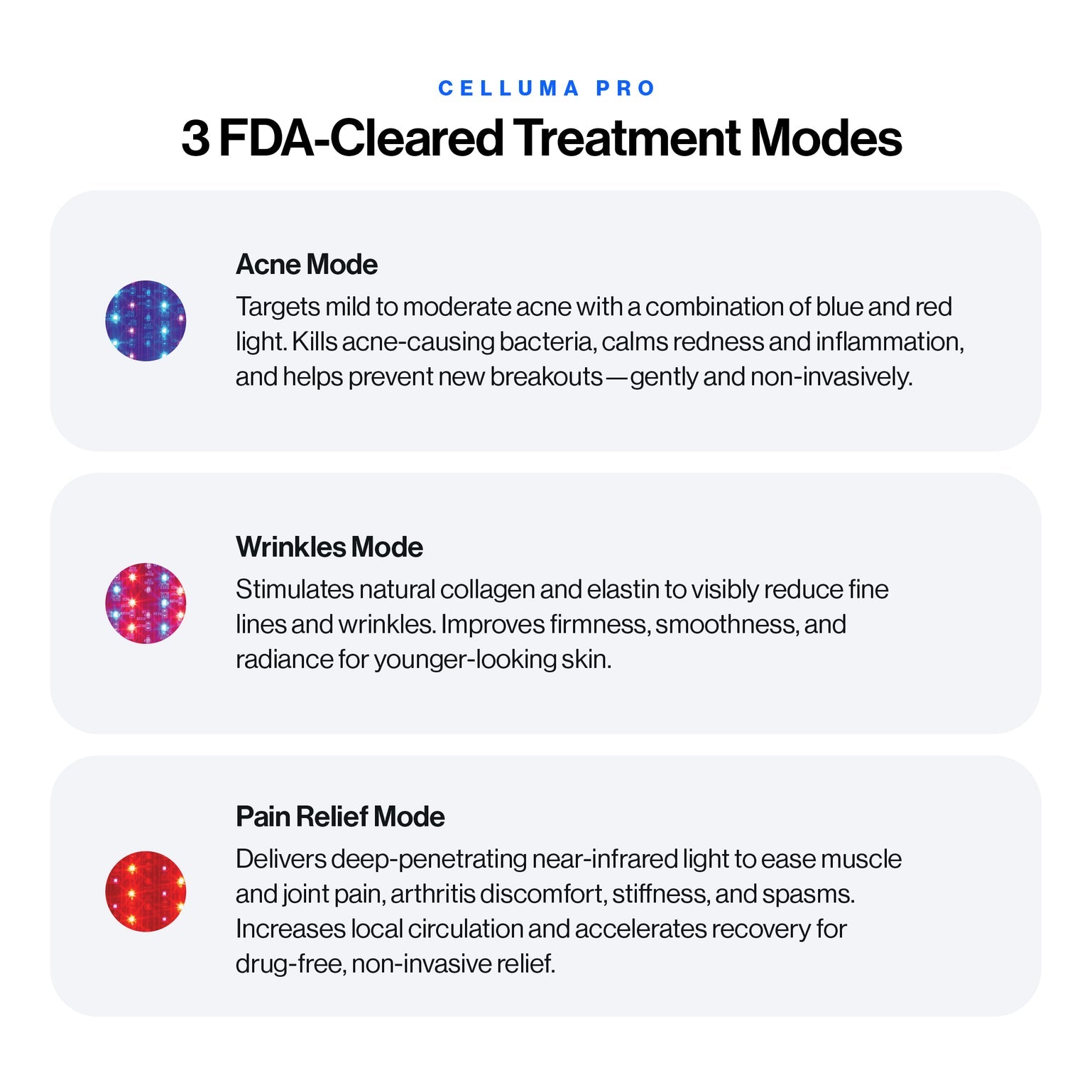 Celluma Lite LED Red light therapy FDA cleared for Ance, Wrinkles and pain relief.