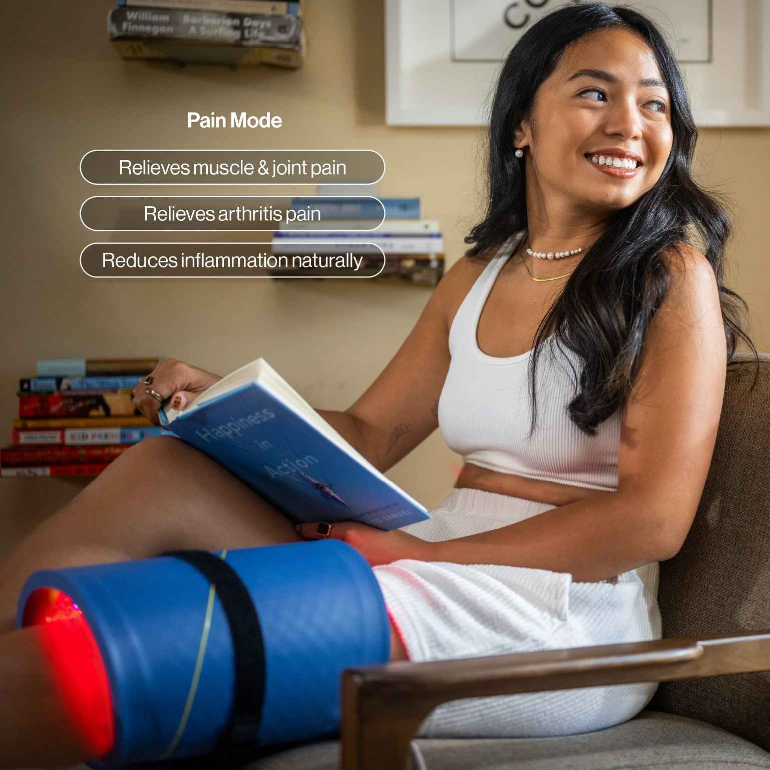 Celluma PRO LED red light therapy Pain mode targets arthritis, muscle and joint pain, and inflammation.