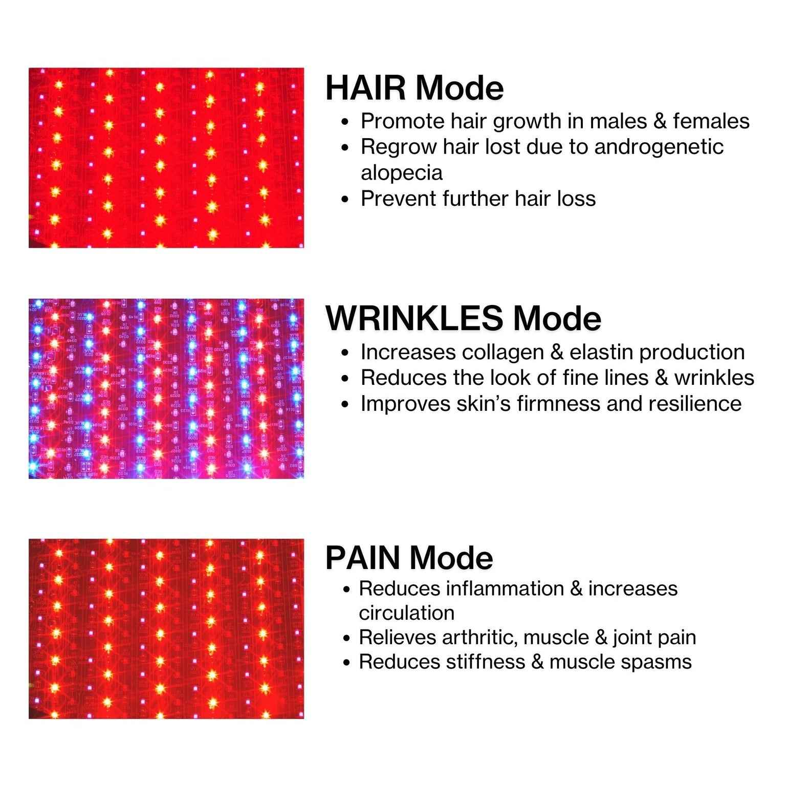 Celluma RESTORE II is an FDA-Cleared LED Red Light Therapy with 3 treatment modes for Hair growth, wrinkles, and Pain.